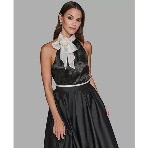 Karl Lagerfeld Tops - NWT Karl Lagerfield Paris Satin Halter Bow Neck Dress Top Medium Glam Luxury